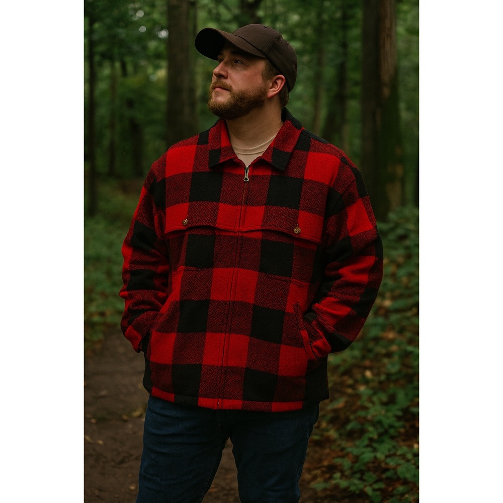Vintage Cabela's Double‎ Mackinaw Wool Jacket Mens Med Red Plaid Hunting Cruiser